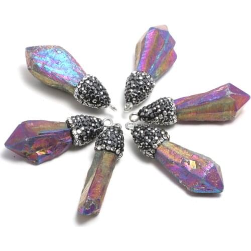 1PC Natural Stone Crystal Necklace Pendant Irregular Natural Crystal Pendant for Jewelry Making DIY Necklace Size 10x30-15x40mm