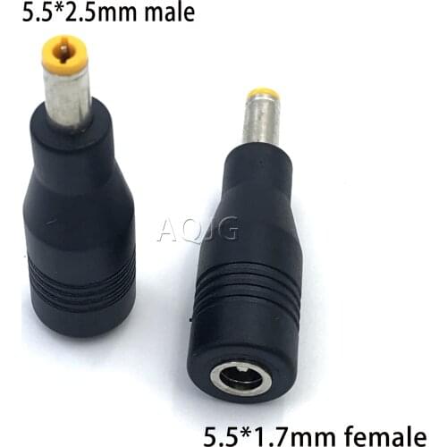 1pcs 5.5x1.7/5.5*1.7mm female jack to 5.5x2.5 (compatible 5.5x2.1mm) male Plug DC Power Connector Adapter Laptop Charging Plug