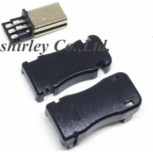 10Pcs DIY Micro USB 5P 5 Pin T Port Male Plug Socket Connector Kit Black Plastic Cover for DIY Mini USB 2.0
