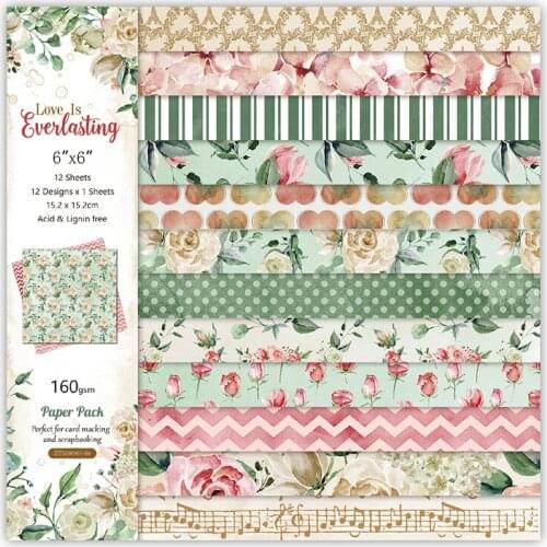 12sheets 6 inch Love Is Everlasting Flower Scrapbooking Pads Paper Origami Art Background Paper Card Making DIY Paper Craft