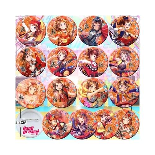 16Pcs Anime BanG Dream! Toyama Kasumi Ichigaya Arisa Cosplay Bedge Collect Backpack Bags Badge Button Brooch Pin Souvenir Gift