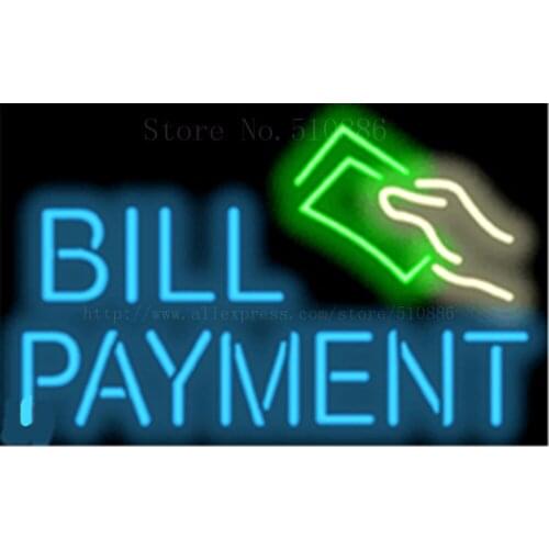 17*14" Bill Payment NEON SIGN REAL GLASS BEER BAR PUB LIGHT SIGNS store display Restaurant Shop Business Advertising Lights