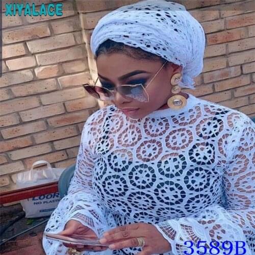 2020 nigerian lace fabric high quality african tissue lace with stones embroidery cord lace fabric for african wedding 3589b