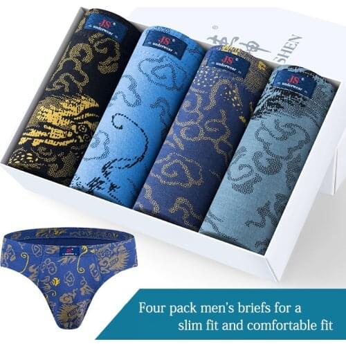 4pcs/lot Printed Cotton Mens Briefs Plus Size Men Underwear Confortable Panties L-4XL Mens Breathable Panties