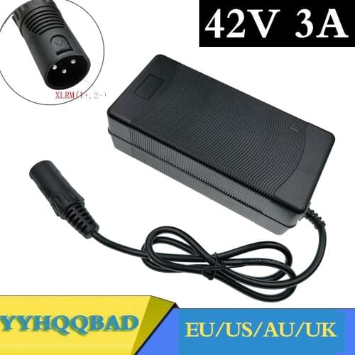 42V 3A Electric Scooter Battery Charger For 36V lithium battery electric bike Charger with 3-Pin XLR Socket/connector