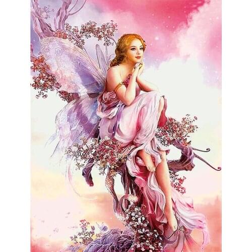 5D DIY Diamond Painting Butterfly Fairy Mosaic Portrait Round Diamond Embroidery Painting Cross Stitch Kit Home Decor