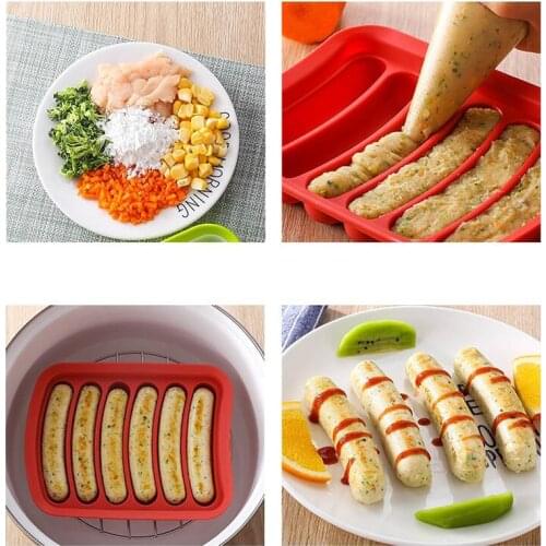6 IN 1 Sausage Maker DIY Sausage Making Mold Hot Dog Handmade Ham Silicone Mold Baby Food Maker Kitchen Gadgets Cooking Tools
