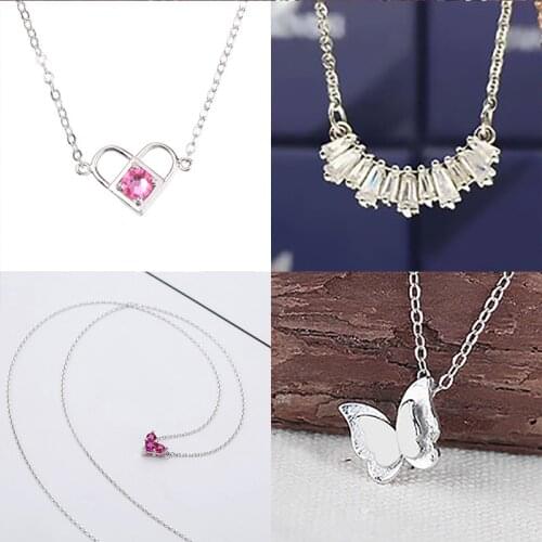 925 Sterling Silver Pin Butterfly Necklace Heart Pendant Dolphin Necklace, Christmas gift chain