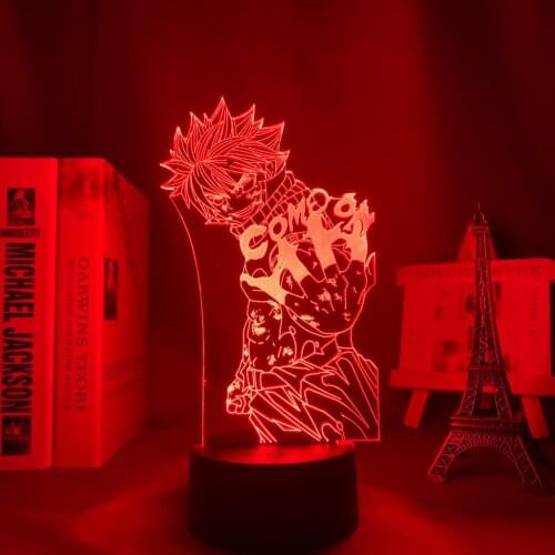 Anime Fairy Tail Led Light Anime Figure for Home Decoration Birthday Gift Manga 3D Night Lamp Natsu Dragneel Fairy Tail