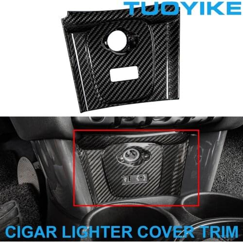 Car Real Dry Carbon Fiber Central Cigar Cigarette Lighter Panel Cover Trim Decal Sticker For BMW Mini Cooper F55 F56 F57 2015-Up