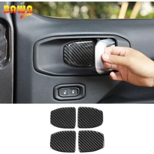 BAWA Interior door decoration stickers Cover Trim soft carbon fiber car accessories for Jeep Wrangler JL 2018 2019 2020