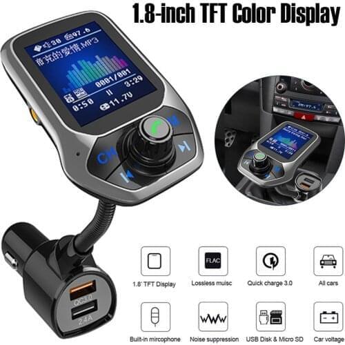 Car Bluetooth FM Transmitter MP3 Player with QC3.0 Fasting Charging Dual USB Supports TF/AUX Drop Shipping