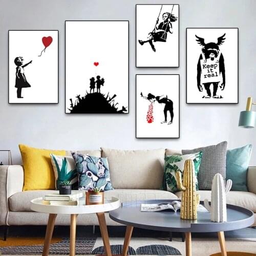 Banksy works graffiti canvas painting color abstract art posters and prints print mural pictures modern home wall decoration
