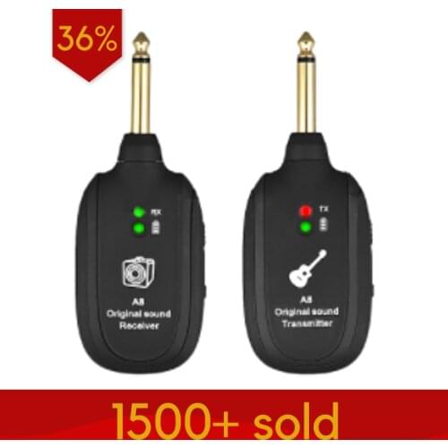 UHF Guitar Wireless System Transmitter Receiver Built-in Rechargeable wireless guitar transmitter