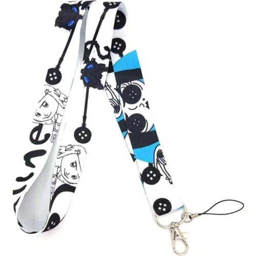 Coraline Cartoon vintage 90s women kids Neck Lanyard keychain Mobile Phone Strap ID Badge Holder Rope KeyChain Keyring cosplay
