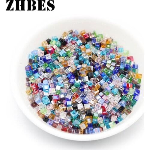 ZHBES 2MM 200pcs AB Colour Square shape Austrian Crystal Spacer Loose Beads For DIY Jewelry Making Bracelet Necklace Accessories