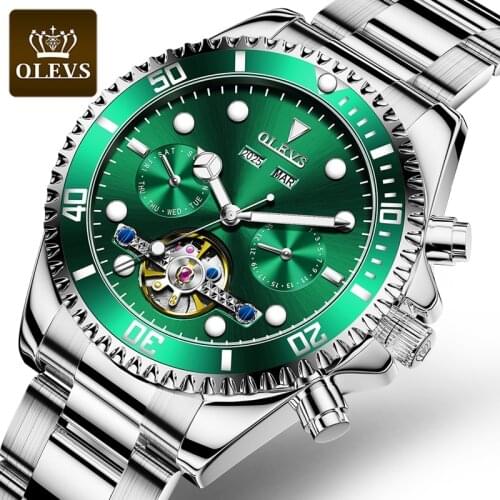 OLEVS Mens Mechanical Watches Stainless Steel Waterproof Automatic Watch Top Brands Sports Men Watch relogio masculino