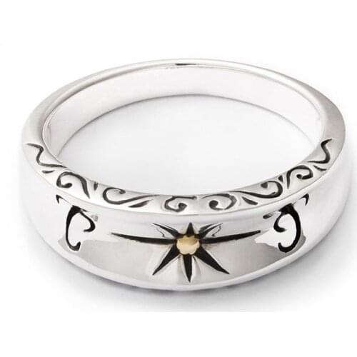 Designer unique creative star opening adjustable ring retro handmade couple personality men and women silver jewelry