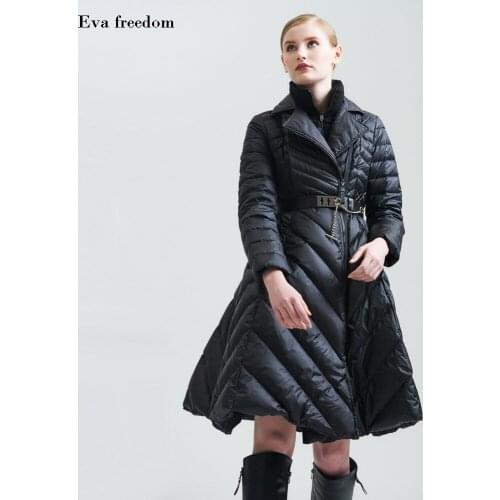 Wholesale Fashion brand 90% white duck down parkas 2020 winter Skirt swing style fake two pieces thicker warm down coat wj1001