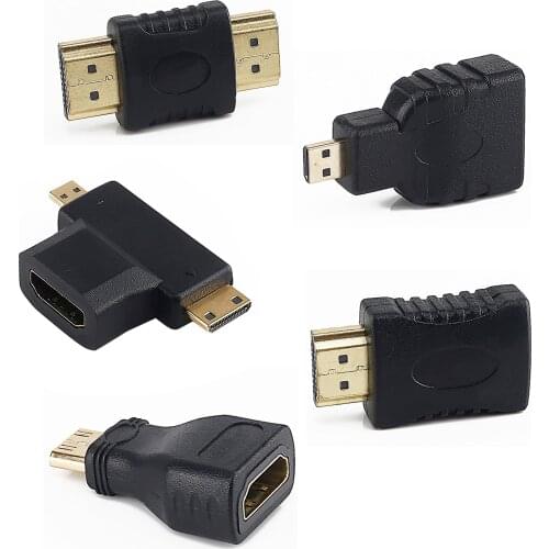 For HDMI compatible adapter 3 in 1 female extender left-right up and down, mini/micro to HDMI Adaptador extender