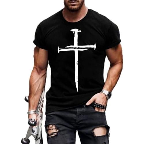 Jesus Christ Cross 3D Printing Mans T-Shirts Summer Unisex Street Hip Hop Short Sleeved Cool Breathable Oversized T-Shirt Tops