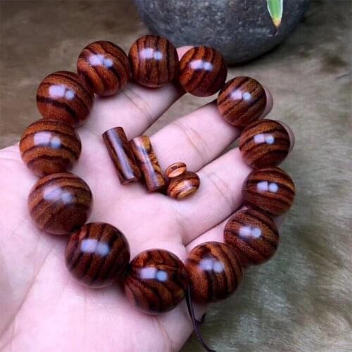 Hainan Huanghua Pear Bead Hand String Tiger Skin Pattern Purple Oil Pear Head Old Material Men and Women Accessories Collection