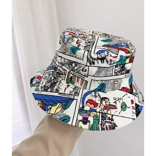 Cartoon Graffiti Fisherman Hat Street Japanese and Korean Style Wild Sun Hats Two-dimensional Comics Casual Student Basin Cap