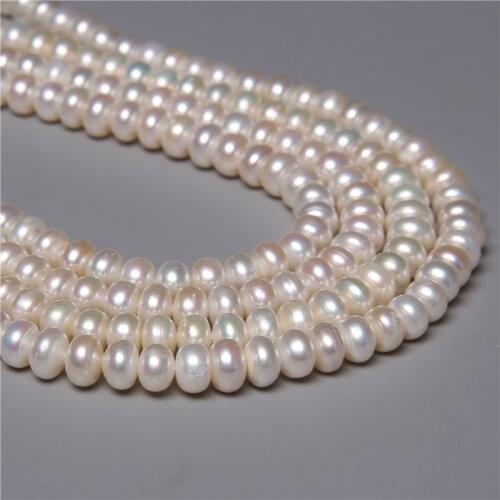8-9mm Real White Round Buttons Shape Natural Pearls Bead Freshwater Bread Pearl Loose Bead For Jewelry Making Bracelet Necklace