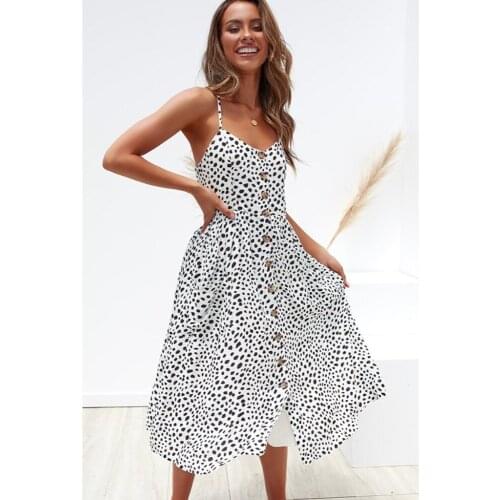 Leopard Spring Ladies Casual Dresses Women Sleeveless Backless Single Breasted Pocket Midi Sling Dress Streetwear Bohe Vestidos
