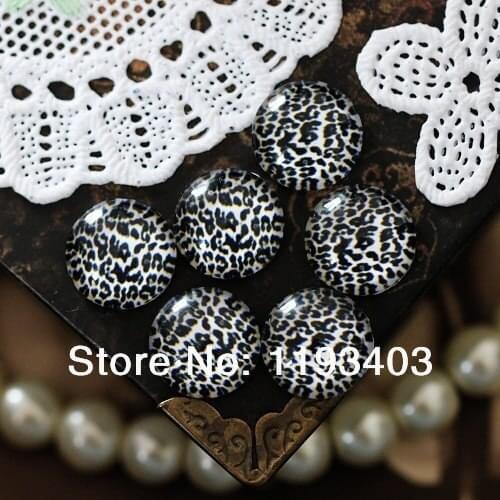 Min.mix order($9.9) 10pcs 12mm Handmade Photo Round Glass Cabochon beads-Image Glass Cabochon-(Leopard)- (HPGC-1210)