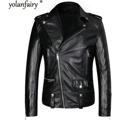 100% Genuine Leather Jacket Men Motorcycle Mens Jacket Real Sheepskin Spring Autumn Mens Clothing Casacos Masculino Pph1053