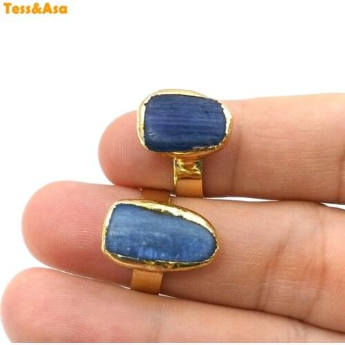 Natural Blue Kyanite Gold Electroplated Plated Elegant Fashion Ring Adjustable Size Ring Lover Ring Gift Jewelry for Women Ring