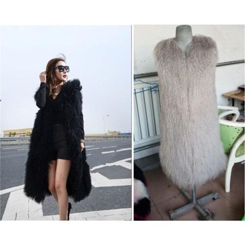 New genuine real natural whloe skin Mongolia Sheep Fur vest women fashion full pelt lamb fur jacket girls fashional coat