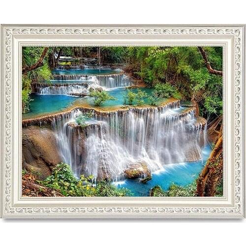 New Style Colorful Sunset Waterfall Eagle Cross Stitch Embroidery DIY Full Round Diamond Painting Supplies Accessories Products