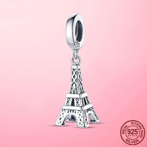 Travel Eiffel Authentic 925 Sterling Silver Tower Dangle Charm Pendant fit Original Pandora Bracelet Necklace DIY Jewelry Gift