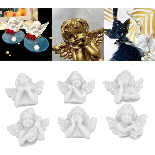 6pcs White Wing Angel 3D Resin Charms For Jewelry Findings Cute Girl Necklace Pendant Eardrop Earrings Accessories Supplies