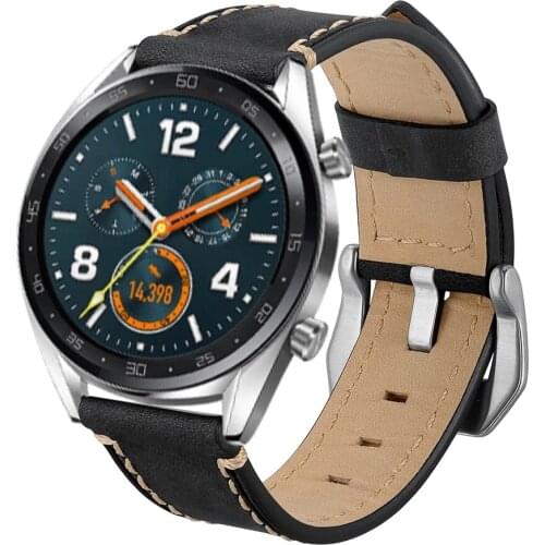 22mm Leather Strap For Samsung Galaxy Watch 46mm Active 2 Replacement Watch Band Wrist Bracelet For Huawei GT 2 Pro Accessories