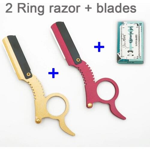 Hand Ring Razor Barber Haircut Beard Eyebrow Shaving Tool Manual Depilation Hairdresser Cutter Holder Head Straight Edge Steel