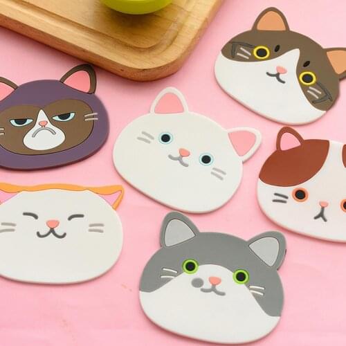 Cat silicone potholder, placemat, bowl mat Cute Heat Insulation Silicone Cat Pattern Coaster Cup Mat Table placemat Decoration