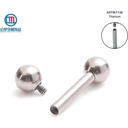 14G ASTM F136 Titanium Internally Threaded Straight Barbell Tongue Piercing