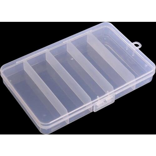 High Quality Transparent Plastic Storage Fishing Box 5 Compartments Container For Fishing Lure Bait Hook Tool Tackle Box Case