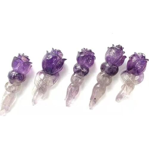 High Quality Amethyst Quartz Crystal Rose Flower Natural Hand Carved Amethyst Stone Crystal Flower Rose