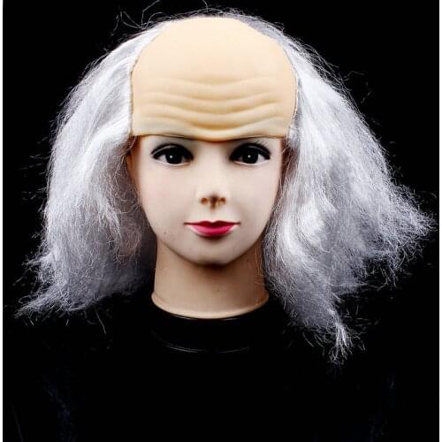 Funny Bald Wig Masquerade Show Cosplay Old Man White Black Bald Wig April Fools Day Halloween Theme Party Props Supplies CKI70