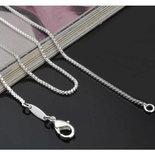 Chain Gift Silver Plated Box Solid For Women Jewelry 2mm Necklace 16"-24"