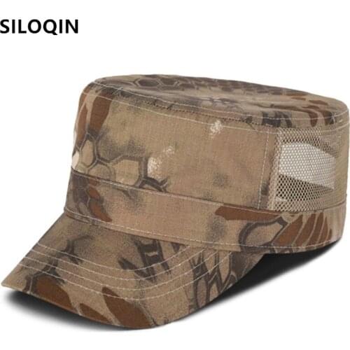 SILOQIN womens breathable mesh caps mens flat cap army military hats camouflage hat ventilated casual sports cap couple hat