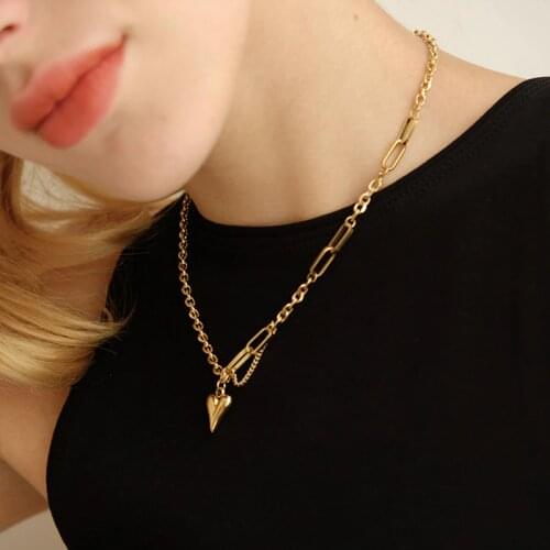 Mixed Chain Love Heart Pendant Necklaces Small Charm Chokers Necklaces for Women Vintage Titanium Steel Necklace 2020 Jewelry