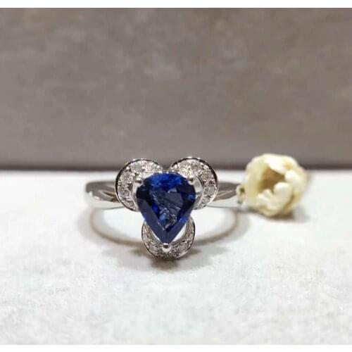 18K Gold 1.028ct Natural Sapphire Women Ring with 0.119ct Diamond Setting 2016 New Fine Jewelry Wedding Band Engagement