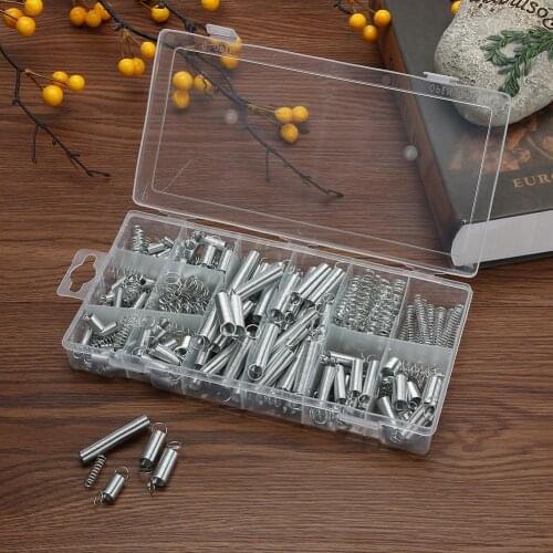 200pcs/set Assorted Steel Spring Electrical Hardware Drum Extension Tension Springs Pressure Suit Metal Assortment Hardware Tool