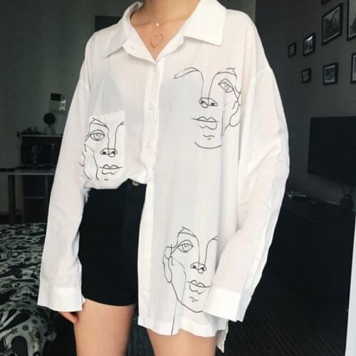2018 Summer Face Printed Shirts Women Tops Women Men Blouse Shirt Clothing for Couple