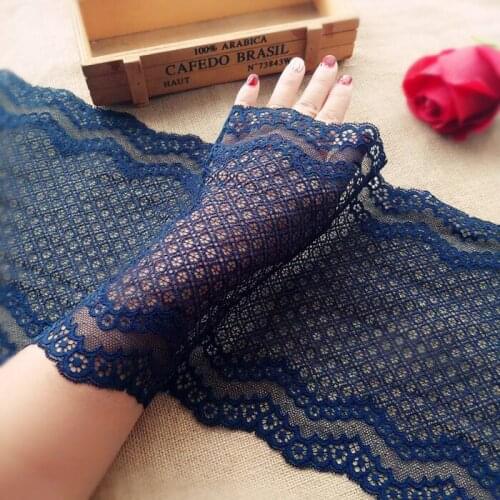 21cm Beautiful hot stretch lace fabric stretch lace underwear Navy Blue 2meter
